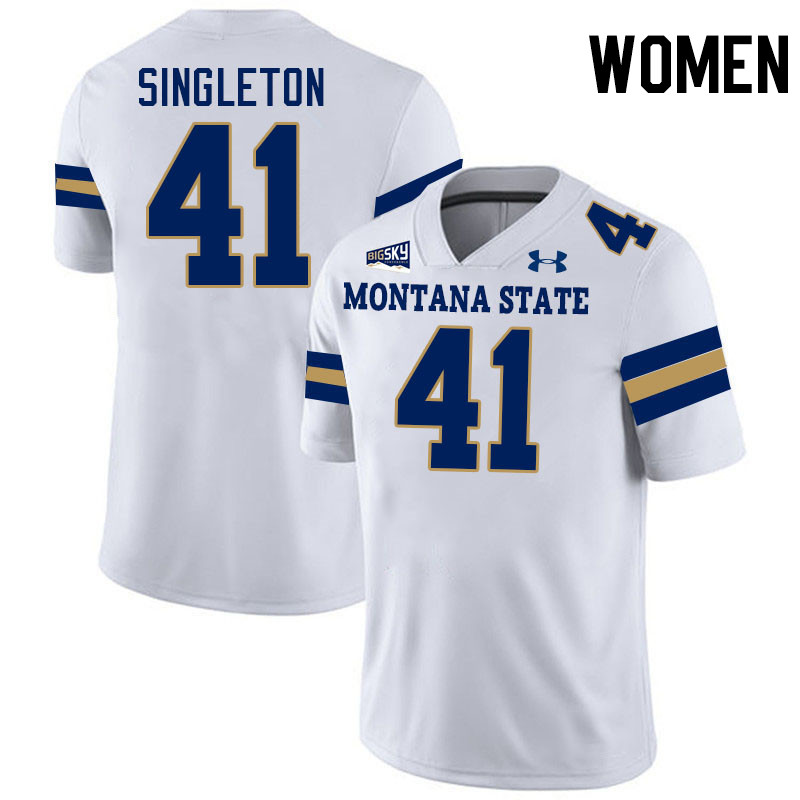 Women #41 Alex Singleton Montana State Bobcats Jerseys Football Stitched-White